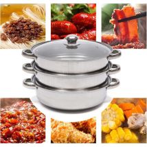 Cuit-vapeur 3 couches avec couvercle en verre Cuit-vapeur Pot de cuisson Cuit-vapeur de légumes Cuit-vapeur de soupe Appareils de cuisine Diamètre