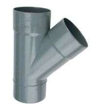 Culotte Femelle / Femelle simple pvc - 45° - Diamètre 40 mm - Hauteur : 118,5 mm - Largeur : 93,5 mm - pvc Gris