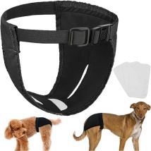 Culotte pour Chien en Chaleur Couche Menstruelle Chien Lavables Lot de 3 avec 9 Serviettes Hygiéniques, Noir xxl - Ahlsen