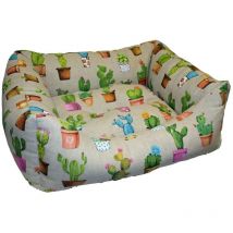 Global - Cuna de loneta Viena con estampado Cactus 50 x 40 x 20 cms Cuna de loneta Viena Cama de perros con estampado Cactus Cuna para mascotas 50 x