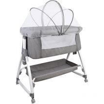 Aqrau - Cuna para Bebé Cuna Colecho Bebé Plegado Viaje portátil Altura regulable con Mosquitera colchón Cesta gris