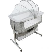 Aqrau - Cuna para Bebé Cuna Colecho Bebé Viaje portátil Altura regulable 70-90cm con Mosquitera colchón Cesta gris