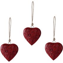 Cuori pendenti in metallo 8 x 3 x 8 cm (Set di 3)