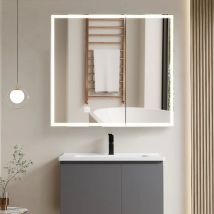 Gardtech - cuozova Bathroom Cabinet with led Light Mirror Wall Mounted Bathroom Mirror Cabinets with Adjustable Shelf Modern Bathroom Storage Cabinet