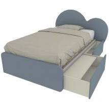 Mobilfino Camerette - CUPIDO120C - Letto cameretta a cuore 120x190 con cassettoni e testata personalizzabile.Rete inclusa - Avio/Marina