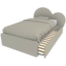 Mobilfino Camerette - Letto a cuore 1 piazza e mezza con secondo letto estraibile - Perfetto per camerette - Ecru cappuccino