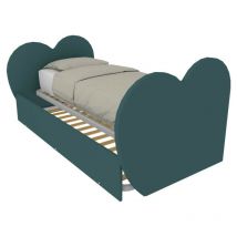 Mobilfino Camerette - Letto singolo a cuore con secondo letto estraibile - Ideale per camerette - Verde Petrolio