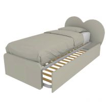Lit simple en forme de coeur 'Cupidor' avec deuxième lit gigogne - Cappuccino écru