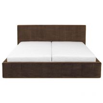 Curacao Polsterbett 120x200cm mit Lattenrost und Stauraum, hydraulisches Federbett, Samt-Polsterbett, Doppelbett, Funktionsbett, braun