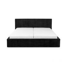 Curacao Polsterbett 120x200cm mit Lattenrost und Stauraum, hydraulisches Federbett, Samt-Polsterbett, Doppelbett, Funktionsbett, schwarz