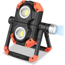 Lampe de Travail Pliable à 360°, 6 000 Lumens, 2 Lampes de Travail Magnétiques cob avec Chargeur Mobile de Capacité 4 400, Lampe de Travail