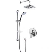 Balterley - Current Concealed Round Manual Valve with Multi Function Slide Rail Kit, Arm & Head Shower Bundle - Chrome