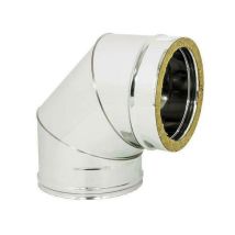 Curva a 90 gradi in acciaio inox doppia parete 80mm – Isolamento 25mm – Classe di resistenza V2 – HOMEMAKE