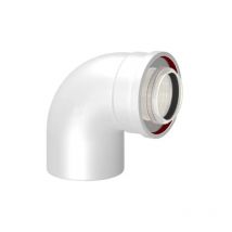 Curva coassiale 90° maschio femmina di cambio direzione per caldaie a condensazione ø60/100 NPE