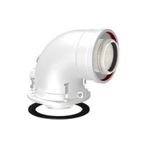 NPE - Curva coassiale 90° di partenza con ispezione bianca per caldaia a condensazione modello
