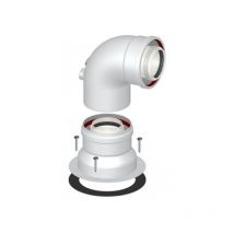 Curva coassiale 90° di partenza con ispezione bianca per caldaia a condensazione modello bosch-junkers ø60/100 NPE