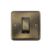 Curved Antique Brass 1 Gang Ingot Size 45A Switch - Black Trim - SE Home