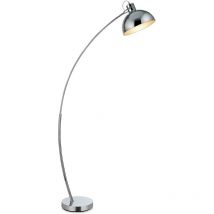 Teamson Home - Arco Curved Arched Standing Floor Lamp with Bell Shade, Modern Lighting in Chrome for Living Room, Bedroom or Dining Room