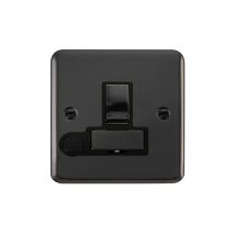 Curved Black Nickel 13A Fused Ingot Connection Unit Switched With Flex - Black Trim Se Home