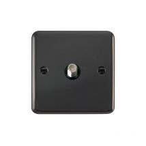 Se Home - Curved Black Nickel Satellite Socket 1 Gang - Black Trim