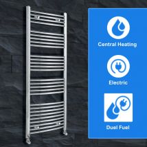 Gravahaus - 600 x 1200mm Curved Chrome Heated Towel Rail Ladder Radiator