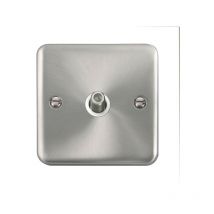 Se Home - Curved Edge Satin / Brushed Chrome Satellite Socket 1 Gang - White Trim