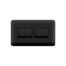 Se Home - Curved Matt Black 10A 6 Gang 2 Way Ingot Light Switch - Black Trim
