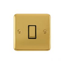 Se Home - Curved Polished Brass 10A 1 Gang Intermediate Ingot Light Switch - Black Trim