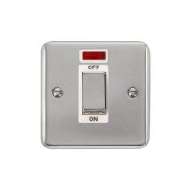Se Home - Curved Polished Chrome 1 Gang Ingot Size 45A Switch With Neon - White Trim