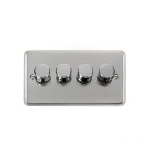 Se Home - Curved Polished Chrome 4 Gang 2 Way led 100W Trailing Edge Dimmer Light Switch.