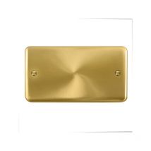 Curved Satin / Brushed Brass 2 Gang Blank Plate Se Home