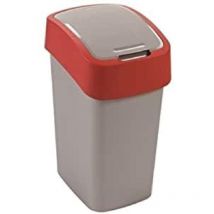 221956 Papelera Pacific Flip Bin 10L, Compuesto, Gris y Rojo, 10 l - Curver