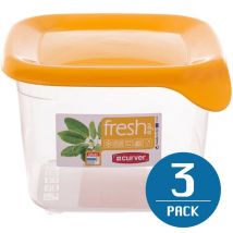 Curver - Congelador Safe Cuadrado plástico de rodamiento de Comida, de 3 Piezas (0.45 l), plástico, Amarillo, 0.45 l
