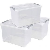 240682 Bac en plastique handy fermé, empilable (l x h x p) 400 x 390 x 600 mm transparent 3 pc(s) - Curver