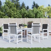 Cojín de silla de jardín respaldo bajo 6 uds tela Oxford negro