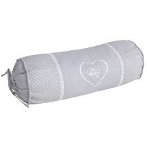 Cuscino boudin in cotone e lino grigio