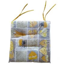 Cuscino Coprisedia 4 punti imbottito con laccetti country giallo 2 pezzi