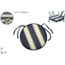 Due Esse Distribuzioni - Cuscino coprisedia tondo 38x38cm rigato blu 4 pz
