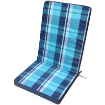 Cuscino imbottito da esterno 40x90 cm con schienale per sedie idrorepellente e sfoderabile - Blu a quadri