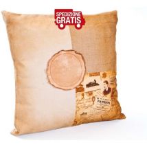 Cuscino katla dim, 45x45x12h - cotone pelle e juta beige - Inter Link