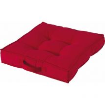 Cuscino quadrato in cotone imbottito 50x50 cm con maniglia Living - Red