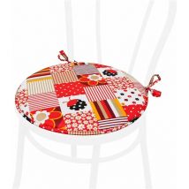 Cuscino Sedia Rotondo Morbido Lavabile Laccetti Fissaggio Coccinella 100% Made In Italy - Rosso