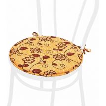 Cuscino Sedia Rotondo Morbido Lavabile Laccetti Fissaggio Fiori Vettoriali 100% Made In Italy - Giallo