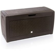 Casaria 310 Litre Garden Storage Chest with Rollers Hinged Lockable Lid Outdoor Cushion Box with Side Handles Weather Resistant 119x48x60cm Wicker