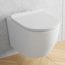 WC Suspendu Blanc, Cuvette pour WC Suspendue en Porcelaine Vitrifi ̈e, ERI-WT416,ERIDANUS