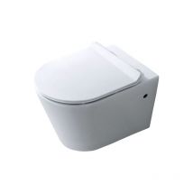 Cuvette Suspendue sans bride SINTRA - Blanc - Sortie Horizontale avec abattant slim soft close en Duroplast déclipsable - Bathco