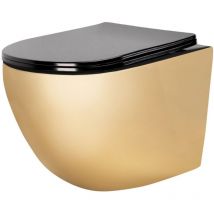 Cuvette Wc Suspendue Rea Carlo Flat Mini Gold/black