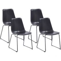 Bestmobilier - Cuzco - satz von vier stühlen - aus kunstleder - schwarz
