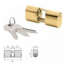Cylindre CVL 5968/25x25/Cames et tiges ovales en laiton poli Double cylindre