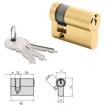 Cilindro CVL 5982T / 26x42 Laton Pulido Leva Larga 1/2 Cilindro